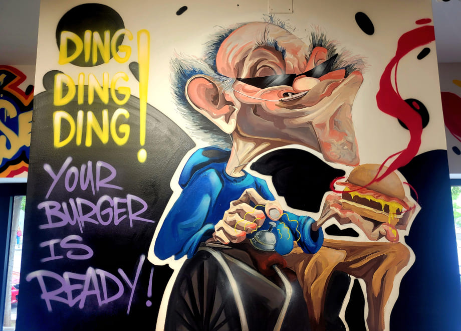 Graffiti de la serie Breaking Bad creado por @mawearte y @paucda_ para la hamburguesería Moflete by Joe Burger en Valencia y Cuenca